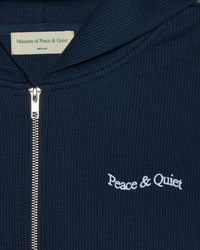 Wordmark Waffle Hoodie - Navy