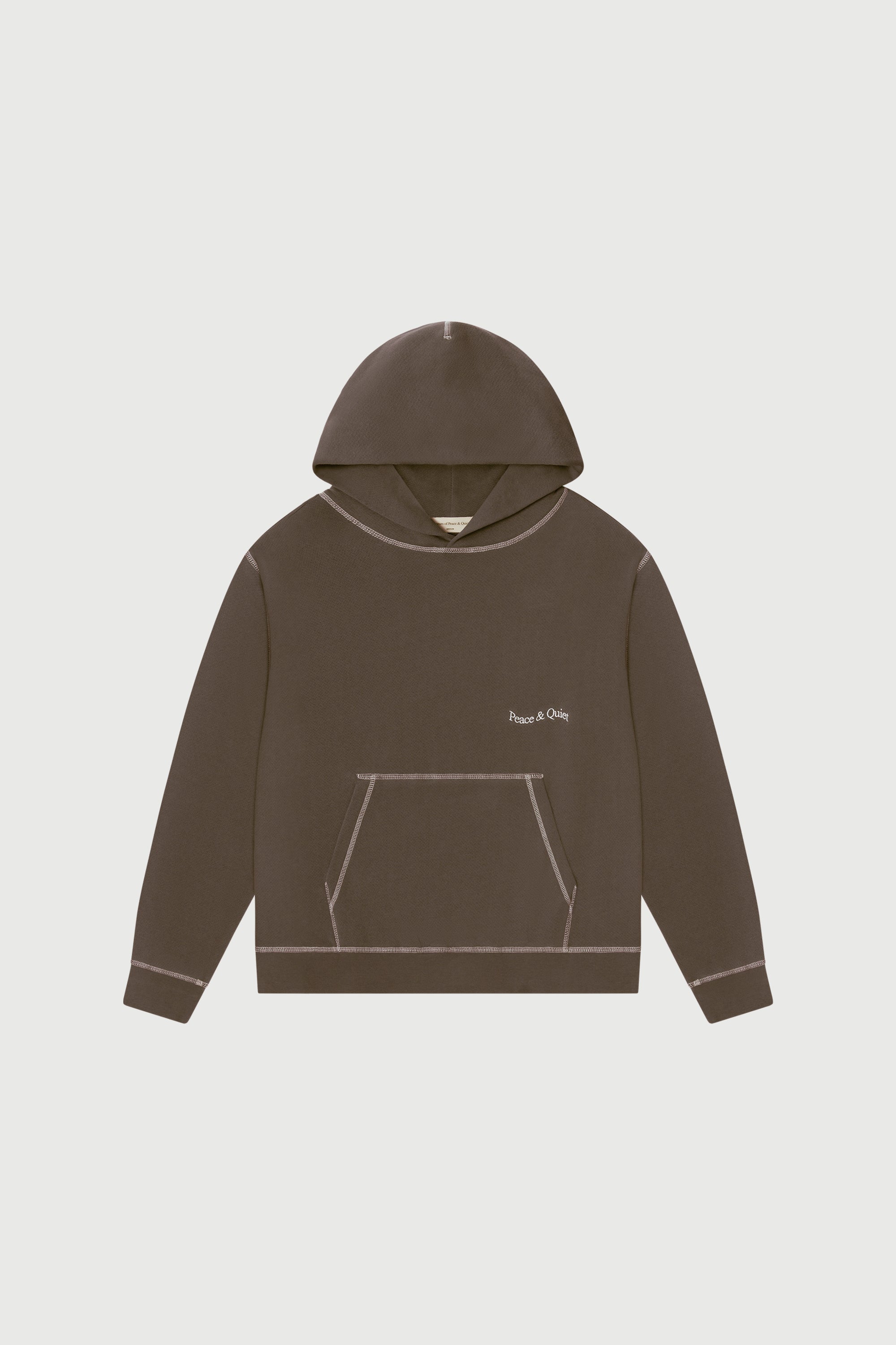 Wordmark Reverse Stitched Hoodie - Brown