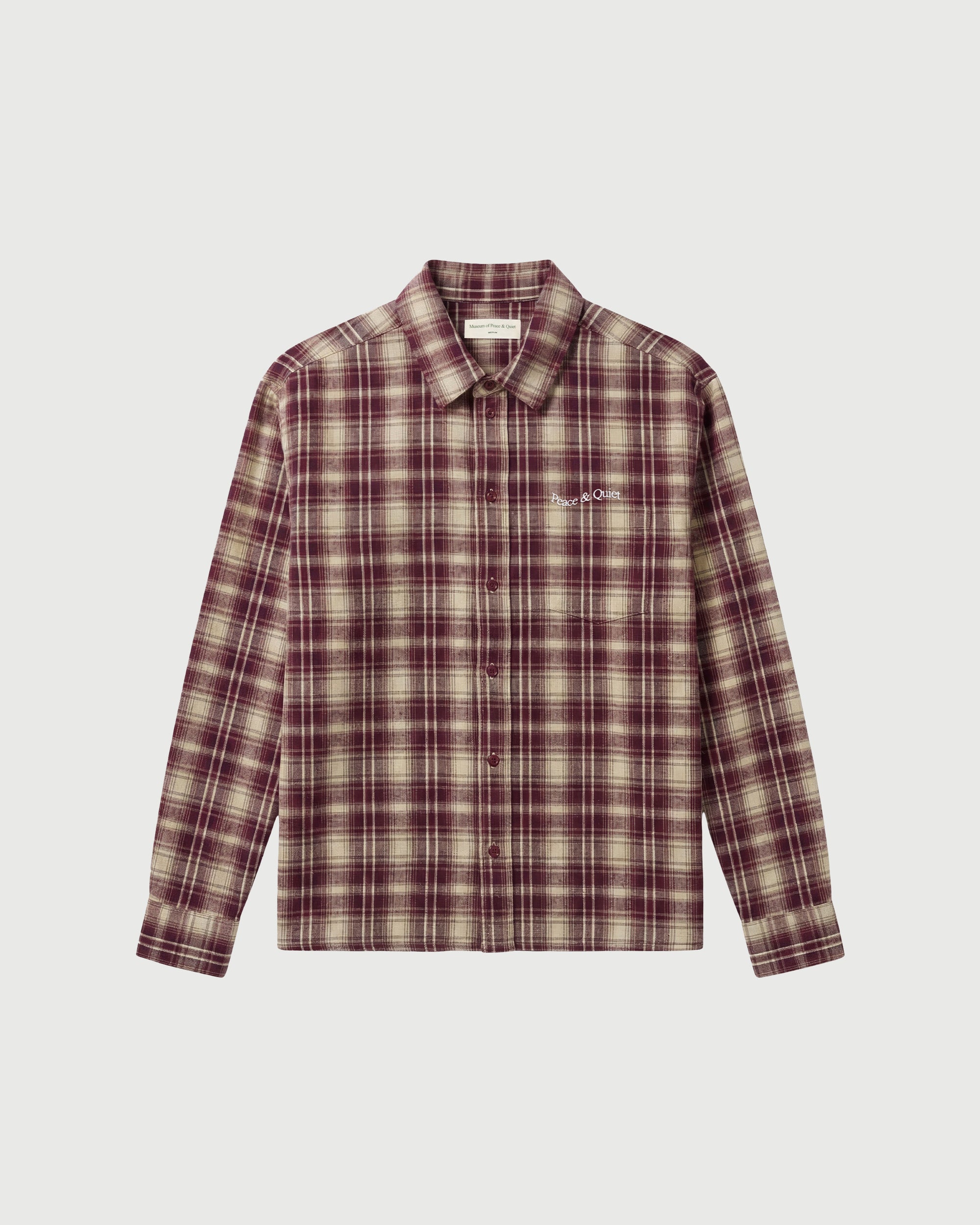 Wordmark Button Up - Burgandy