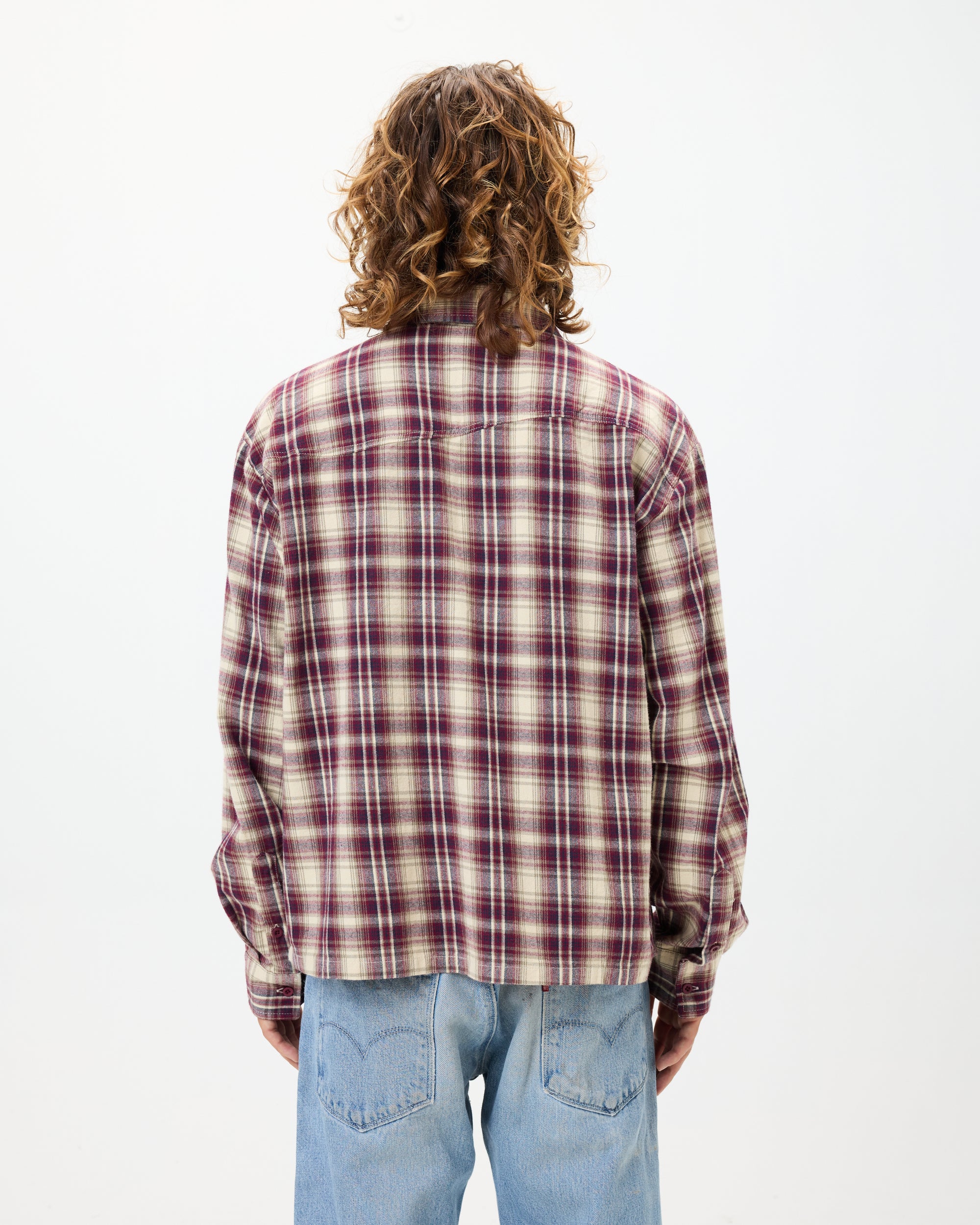 Wordmark Button Up - Burgandy